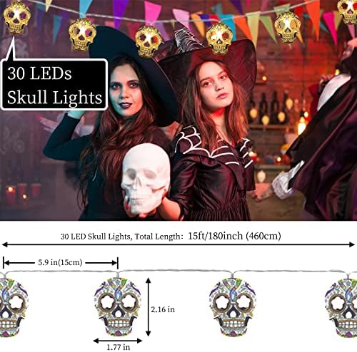 String Lights, 15 FT 30 LED Skull Fairy Lights Decor, alternate view 3