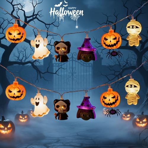String Lights, 4.9Ft 10 LED Fall Fairy Lights Skull String Lights