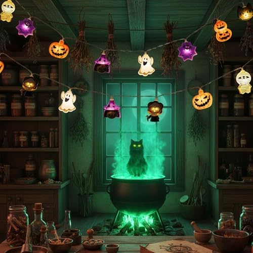 String Lights, 4.9Ft 10 LED Fall Fairy Lights Skull String Lights, alternate view 2