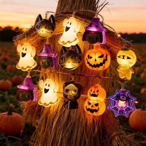 String Lights, 4.9Ft 10 LED Fall Fairy Lights Skull String Lights, alternate view 3