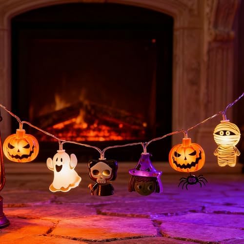 String Lights, 4.9Ft 10 LED Fall Fairy Lights Skull String Lights, alternate view 5