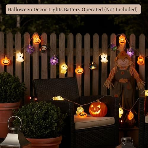 String Lights, 4.9Ft 10 LED Fall Fairy Lights Skull String Lights, alternate view 6