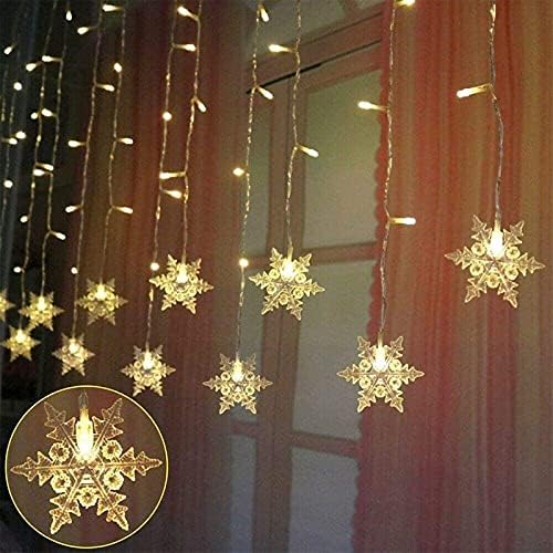 String Lights LED Curtain Light, 96 LED Fairy Hanging String Lights Waterproof Christmas Snowflake Lights with, alternate