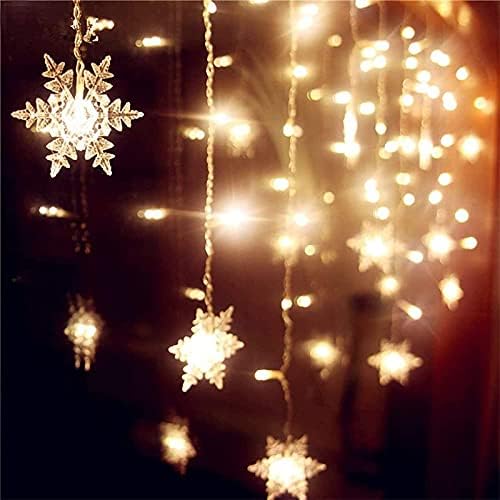 String Lights LED Curtain Light, 96 LED Fairy Hanging String Lights Waterproof Christmas Snowflake Lights with, alternate