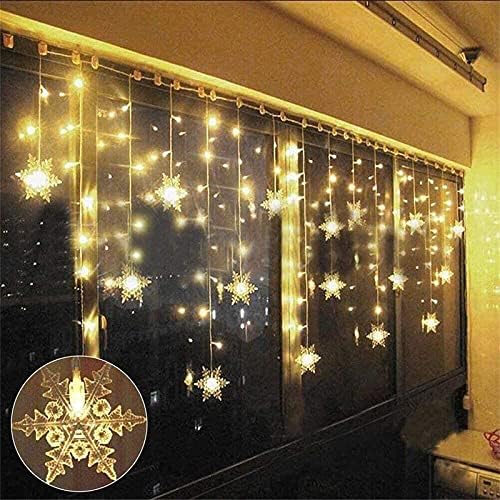String Lights LED Curtain Light, 96 LED Fairy Hanging String Lights Waterproof Christmas Snowflake Lights with, alternate