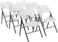 Sturdy Foldable Portable Plastic Chair, 350-Pound Capacity, Space Saving for Events and Seating, White, 6-Pack