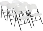 Sturdy Foldable Portable Plastic Chair, 350-Pound Capacity, Space Saving for Events and Seating, White, 6-Pack