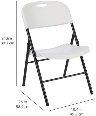 Sturdy Foldable Portable Plastic Chair, 350-Pound Capacity, Space Saving for Events and Seating, White, 6-Pack, alternate