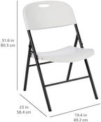 Sturdy Foldable Portable Plastic Chair, 350-Pound Capacity, Space Saving for Events and Seating, White, 6-Pack, alternate