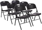 Sturdy Foldable Portable Plastic Chair, 350-Pound Capacity, Supportive Seating for Events, Space-Saving, Black