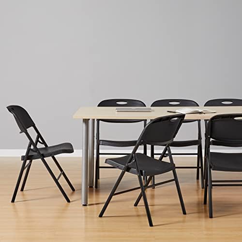 Sturdy Foldable Portable Plastic Chair, 350-Pound Capacity, Supportive Seating for Events, Space-Saving, Black, alternate