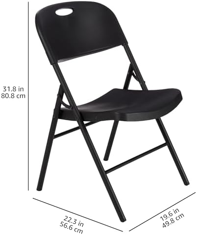 Sturdy Foldable Portable Plastic Chair, 350-Pound Capacity, Supportive Seating for Events, Space-Saving, Black, alternate