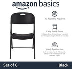 Sturdy Foldable Portable Plastic Chair, 350-Pound Capacity, Supportive Seating for Events, Space-Saving, Black, alternate