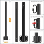 Suchtale 4-Pack String Light Poles, 2.8 FT Fence Mount Posts, Black in Black, alternate view 2