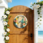 Summer Door Sign Double Layer 3D Front Door Sign Aloha Floral Skateboard Wreath Hawaiian Style Hanger Wooden, alternate view