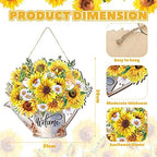 Summer Sunflower Welcome Sign Wood Door Hanger Watering Can Decor, alternate view 3