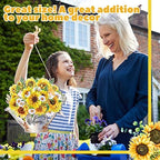 Summer Sunflower Welcome Sign Wood Door Hanger Watering Can Decor, alternate view 4