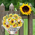 Summer Sunflower Welcome Sign Wood Door Hanger Watering Can Decor, alternate view 5