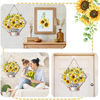 Summer Sunflower Welcome Sign Wood Door Hanger Watering Can Decor, alternate view 6