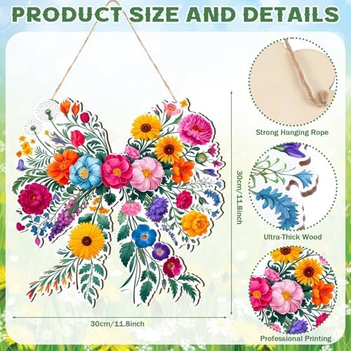 Summer Wildflower Butterfly Wooden Front Door Welcome Sign, alternate view 2