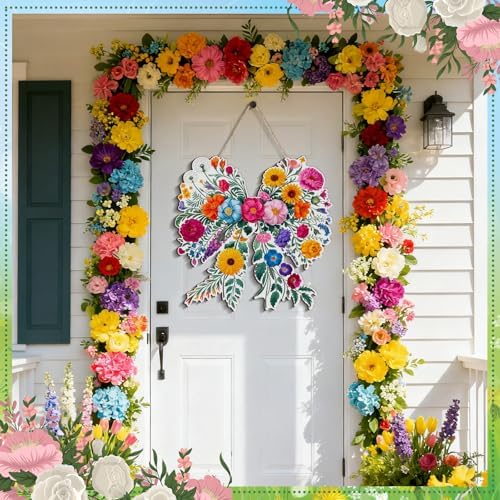 Summer Wildflower Butterfly Wooden Front Door Welcome Sign, alternate view 3