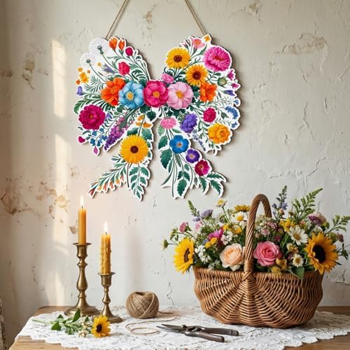 Summer Wildflower Butterfly Wooden Front Door Welcome Sign, alternate view 5