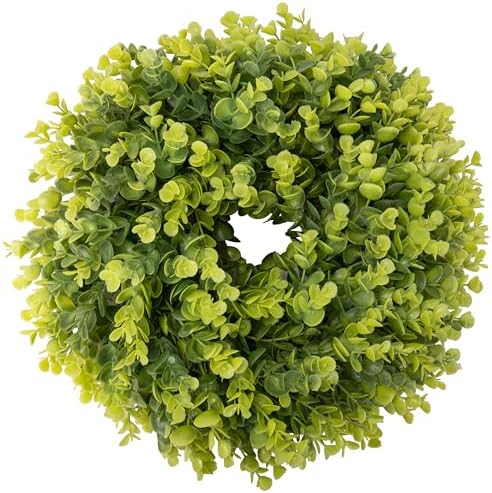 Summer Wreaths for Front Door 15" Artificial Boxwood Wreath Spring Door Wreath for Farmhouse Wedding Festival