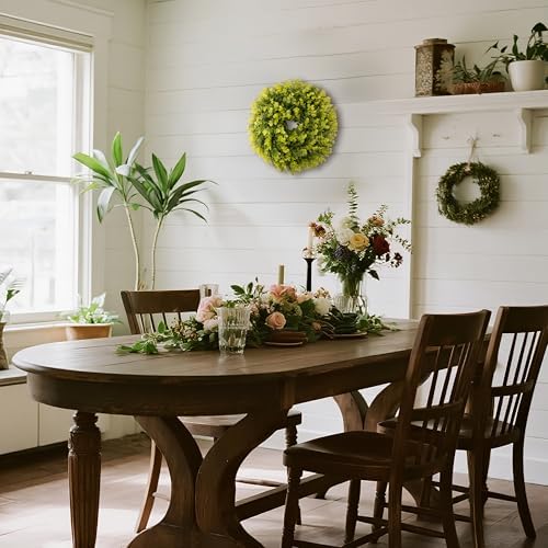 Summer Wreaths for Front Door 15" Artificial Boxwood Wreath Spring Door Wreath for Farmhouse Wedding Festival, alternate view