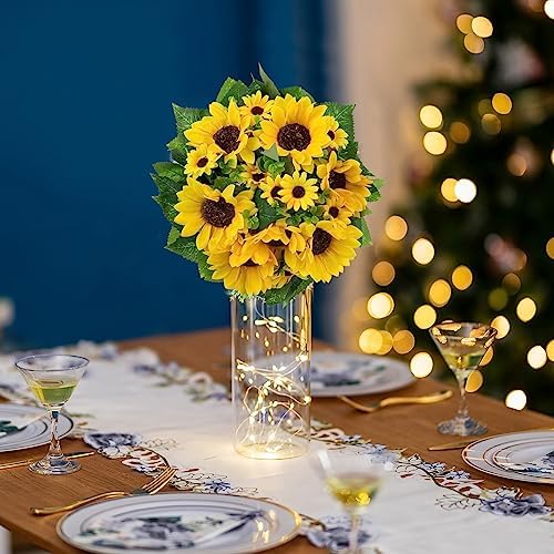 Sunflower Artificial Flowers Ball - 2 Pcs Fake Sunflower Flowers CenterPieces Decoration for Wedding Table Silk, alternate