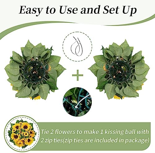 Sunflower Artificial Flowers Ball - 2 Pcs Fake Sunflower Flowers CenterPieces Decoration for Wedding Table Silk, alternate