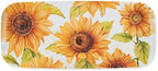 Sunflower Melamine Serving Tray, 15 x 6.5 Inch Rectangular Serving Platter, BPA Free Food Tray for Party