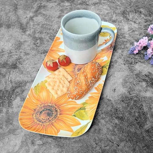 Sunflower Melamine Serving Tray, 15 x 6.5 Inch Rectangular Serving Platter, BPA Free Food Tray for Party, alternate view 2