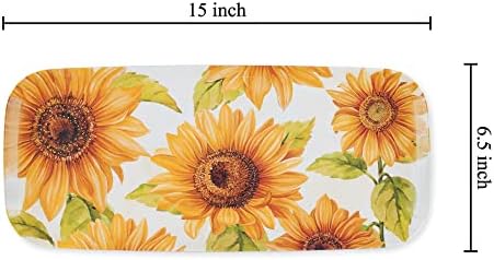 Sunflower Melamine Serving Tray, 15 x 6.5 Inch Rectangular Serving Platter, BPA Free Food Tray for Party, alternate view 3