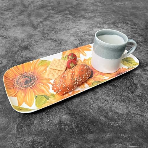 Sunflower Melamine Serving Tray, 15 x 6.5 Inch Rectangular Serving Platter, BPA Free Food Tray for Party, alternate view 4