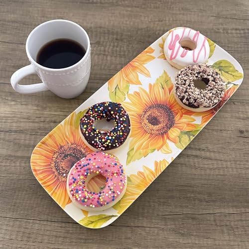 Sunflower Melamine Serving Tray, 15 x 6.5 Inch Rectangular Serving Platter, BPA Free Food Tray for Party, alternate view 6