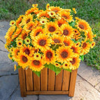 Sunflowers Artificial Flowers, 10 Bunches Fake Sunflower Artificial Flowers for Outdoors Spring Summer, alternate view 3