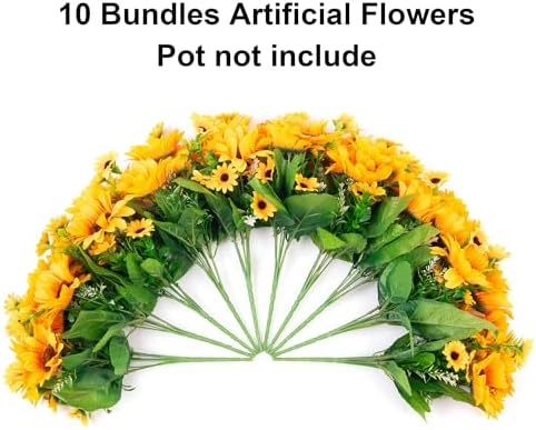 Sunflowers Artificial Flowers, 10 Bunches Fake Sunflower Artificial Flowers for Outdoors Spring Summer, alternate view 5