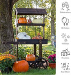 Sunnydaze Flower Cart Display Stand with Wheels, Pine Wood, 49” H, Brown in Brown, alternate view 2