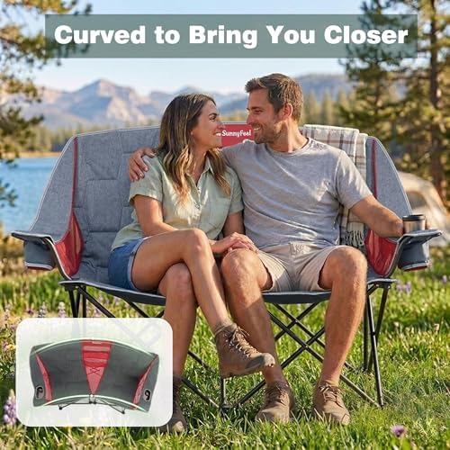 SUNNYFEEL Folding Double Camping Chair Oversized Loveseat for Adults, alternate view 4