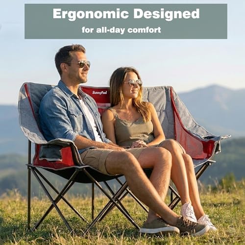 SUNNYFEEL Folding Double Camping Chair Oversized Loveseat for Adults, alternate view 5