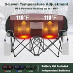 SUNNYFEEL Heated Double Camping Chair, Padded Loveseat with 3 Heat Levels, alternate view 4