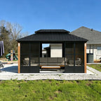 Sunroom 10' x 15' Gazebo Double Roof Solarium, Sliding Doors