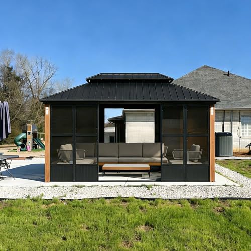 Sunroom 10' x 15' Gazebo Double Roof Solarium, Sliding Doors