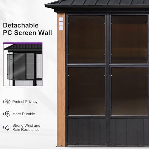 Sunroom 12' x 16' Enclosed Gazebo with Light, Sliding Doors, alternate view 3