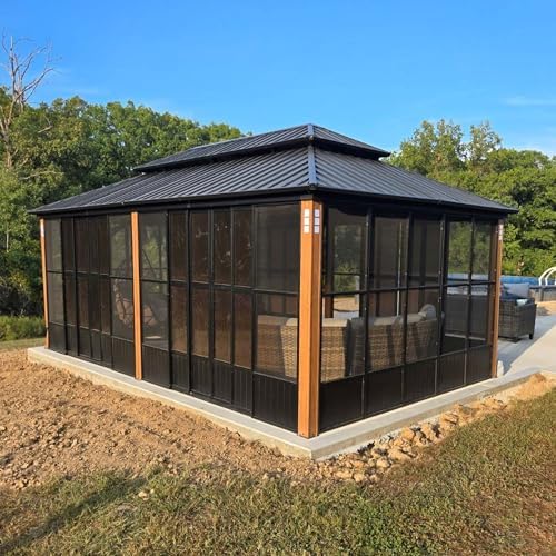 Sunroom 12' x 20' Solarium Double Roof Gazebo, Sliding Doors, alternate view 2