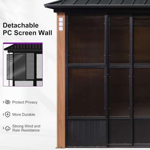 Sunroom 12' x 20' Solarium Double Roof Gazebo, Sliding Doors, alternate view 3