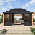 Sunroom Gazebo 12' x 16' Double Roof Solarium, Sliding Doors, alternate view 3