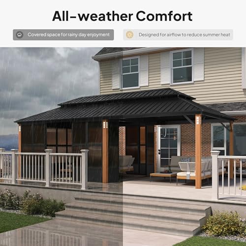 Sunroom Gazebo 12' x 24' Double Roof Soalrium, Sliding Doors, alternate view 4