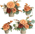Sunset Terracotta Artificial Flowers with Vase Wedding Decor in 8" x 5.6" in Or-sunset Terracotta