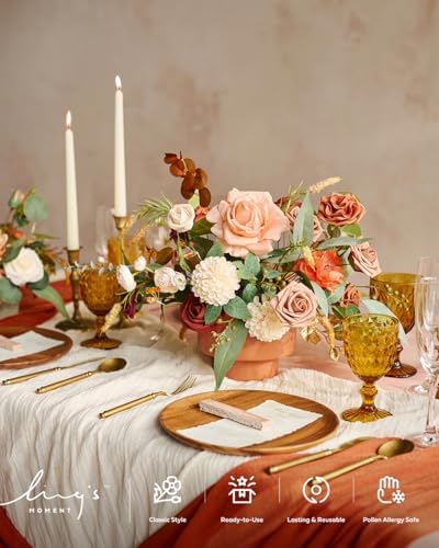 Sunset Terracotta Artificial Flowers with Vase Wedding Decor in 8" x 5.6" in Or-sunset Terracotta, alternate view 5